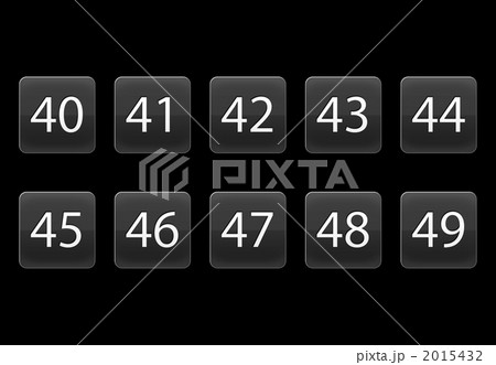 数字1桁 10個（40〜49まで）背景ブラック 2015432