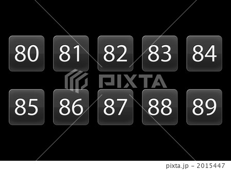 数字1桁 10個（80〜89まで）背景ブラック 2015447