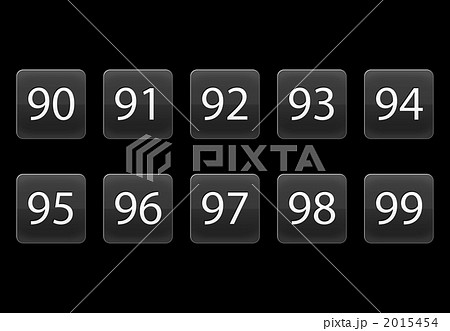 数字1桁 10個（90〜99まで）背景ブラック 2015454