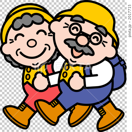 Hiking Senior Silver Illustration of mountain walking 2017715