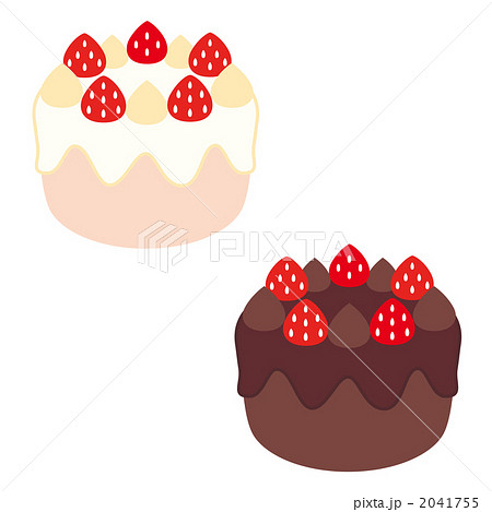 ホールケーキ 生クリームとチョコクリームのイラスト素材 2041755 Pixta