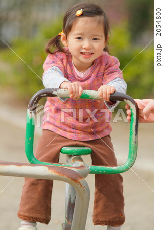 公園の遊具に乗る2歳の女の子 2054800