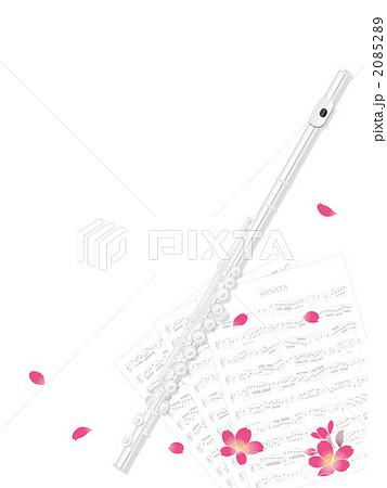 フルートとさくらのイラスト素材 852