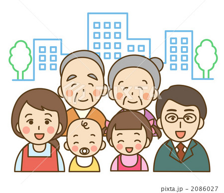 家族と町並み 2086027