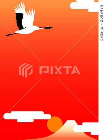 富士と鶴赤色 2088425