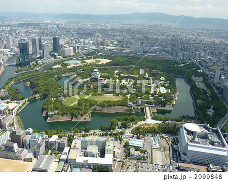 大阪城外観航空写真の写真素材