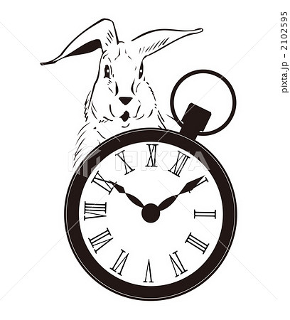 ウサギと時計のイラスト素材