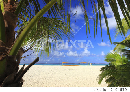 バレーボールコートが見えるマニャガハ島の景色 2104650