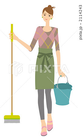 モップで掃除する主婦 2114243