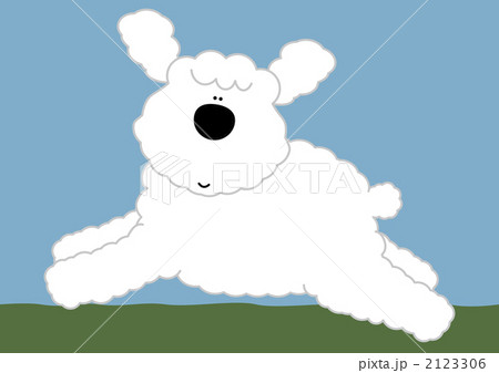 プードル 犬 はしゃぐのイラスト素材