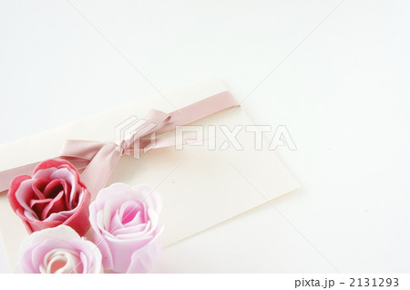 手紙 花の写真素材