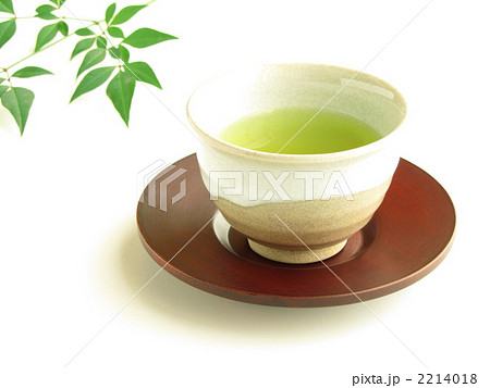 緑茶・茶托と湯呑【来客・おもてなしイメージ】【白背景】（横） 2214018
