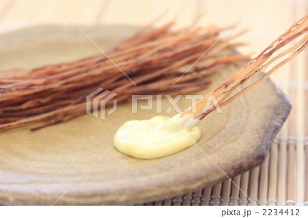 いかそうめんマヨネーズ付けの写真素材