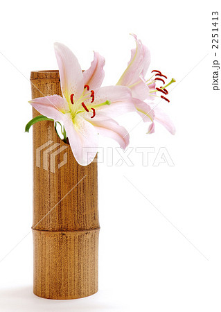 百合と竹製の花入れ 百合と竹製の花入れ 2251413