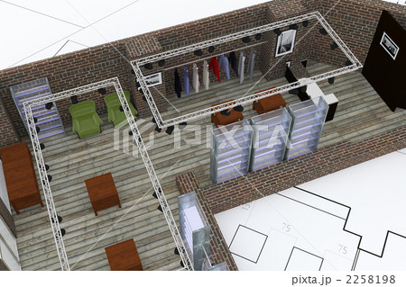 インテリアデザイン 模型 店舗のイラスト素材