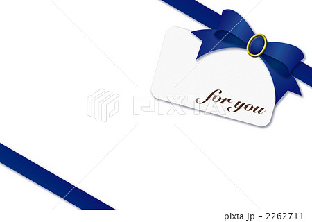 プレゼント 02 リボン メッセージカード Foryou 青のイラスト素材