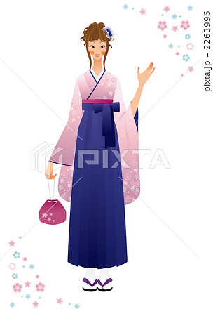 袴 着物 女性のイラスト素材