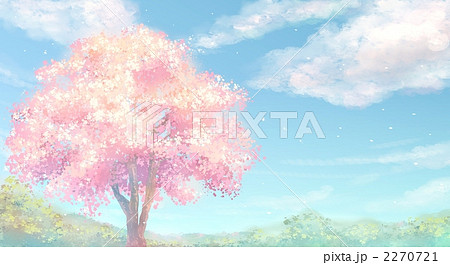 桜のある風景のイラスト素材