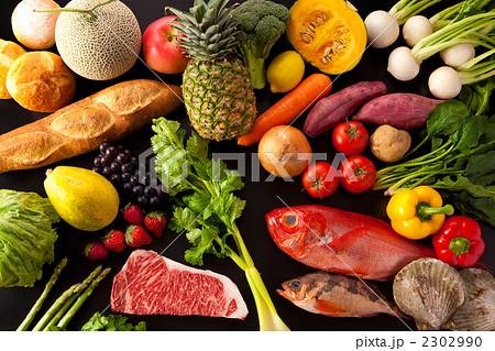 生鮮三品+パン集合・真俯瞰 生鮮三品+パン集合・真俯瞰 2302990