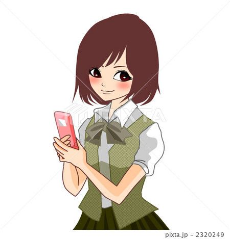 携帯電話を持つ女の子のイラスト素材