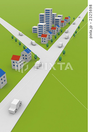 分かれ道 市街地 街のイラスト素材