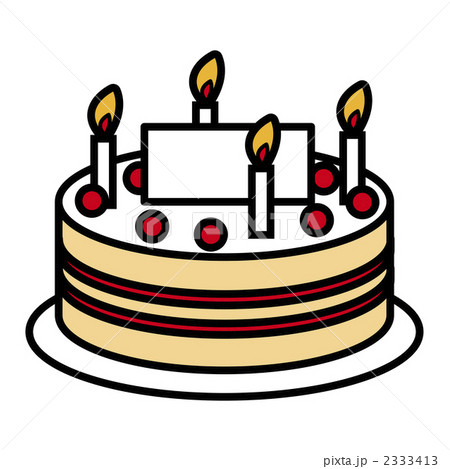 バースデーケーキ 誕生日ケーキ ホールケーキのイラスト素材