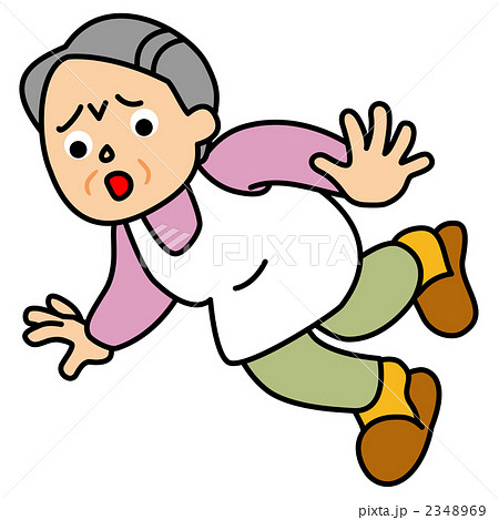 躓いたおばあさんのイラスト素材