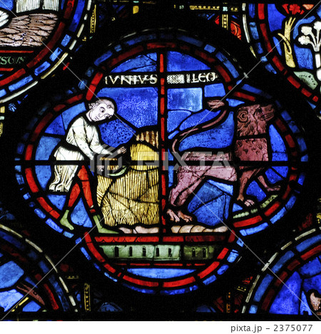 シャルトル大聖堂ステンドグラス、黄道十二宮、しし座 シャルトル大聖堂ステンドグラス、黄道十二宮、しし座 2375077