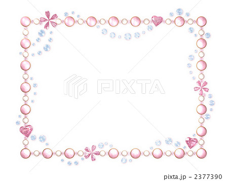 キラキラ飾り罫 パール ダイヤ ハート 桜 のイラスト素材