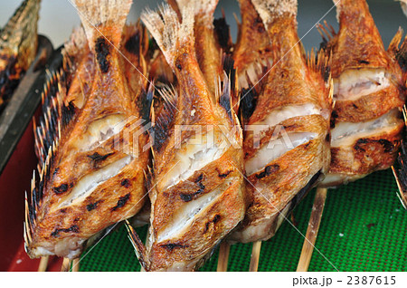 魚の串焼き 赤魚 魚の塩焼きの写真素材