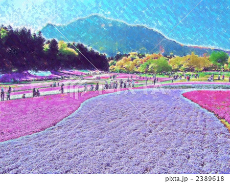 秩父 羊山公園 芝桜の丘のイラスト素材