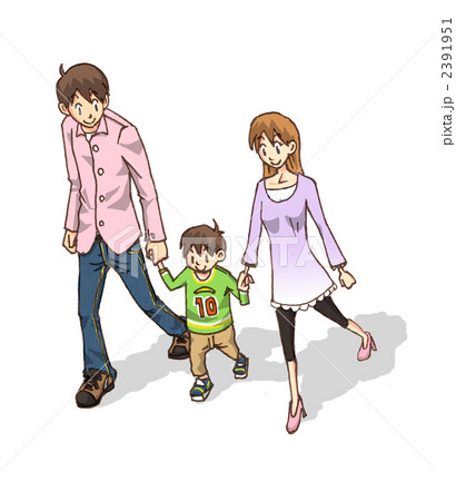 散歩する3人家族 散歩する3人家族 2391951