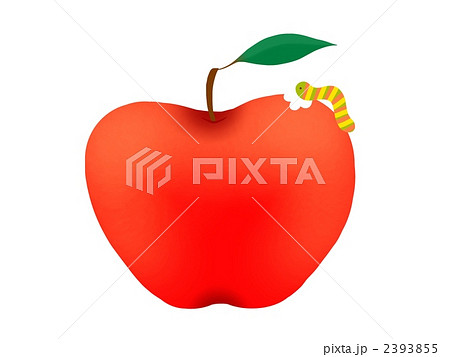虫食いりんごのイラスト素材
