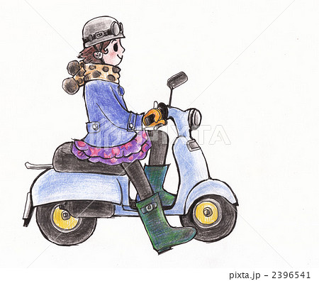 スクーター 人物 バイクのイラスト素材