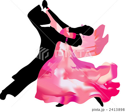 社交ダンス スタンダードを踊るカップルのイラスト素材
