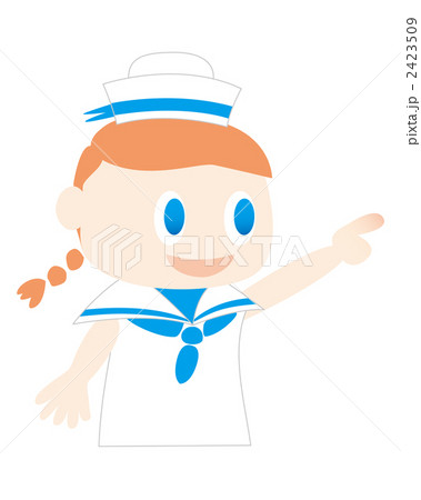 マリンルックの女の子指差し 2423509