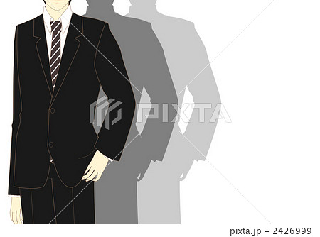 スーツ姿の男性イラスト 横位置 ボタン閉 のイラスト素材