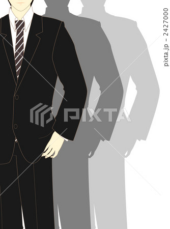 スーツ姿の男性イラスト 縦位置 ボタン閉 のイラスト素材