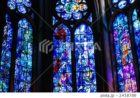 シャガールのステンドグラス(ランス・ノートルダム大聖堂)の写真素材