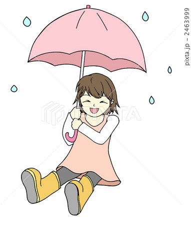 女の子 雨 傘のイラスト素材