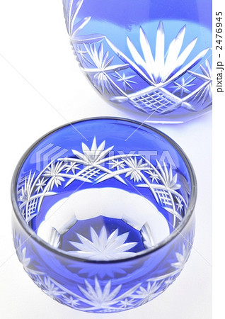 江戸切子 藍色の写真素材