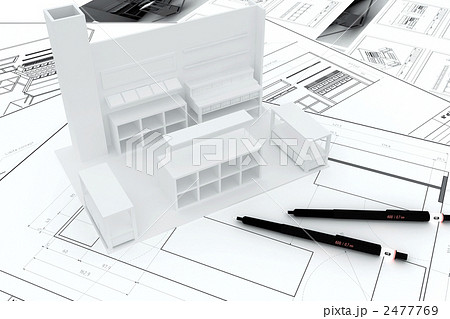 模型 建築 平面斜投影図のイラスト素材