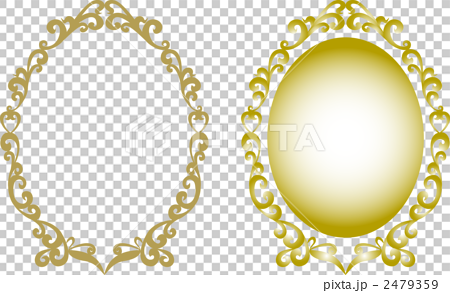 楕円形フレーム ゴールドフレーム アンティークフレームのイラスト素材