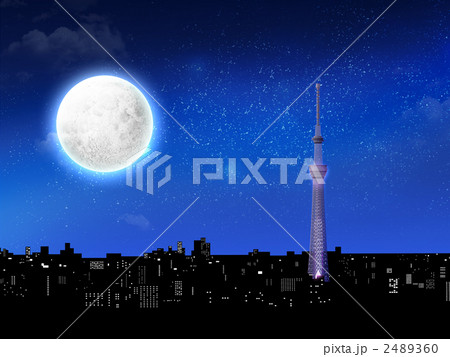 東京スカイツリーと満月 東京スカイツリーと満月 2489360
