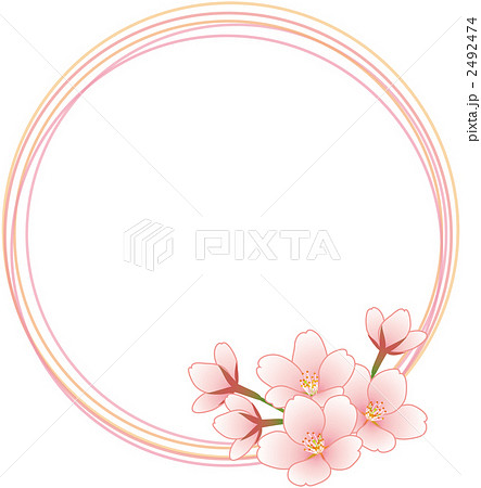 桜の花フレーム丸のイラスト素材