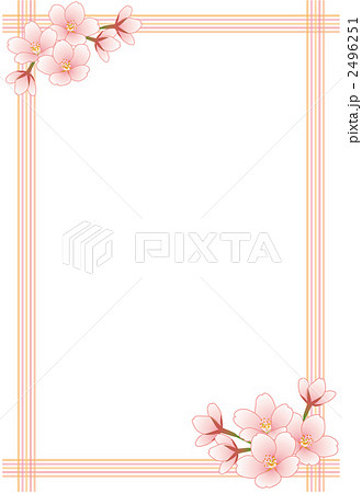 桜の花フレーム四角たてのイラスト素材