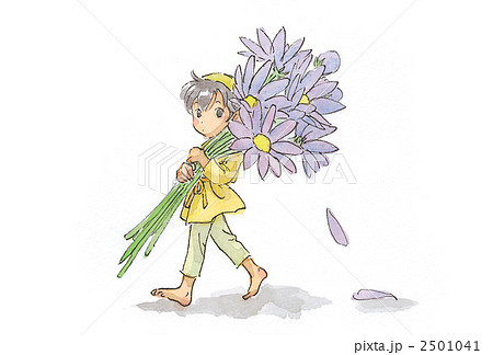 紫色の花を抱える小人のイラスト素材 2501041 Pixta