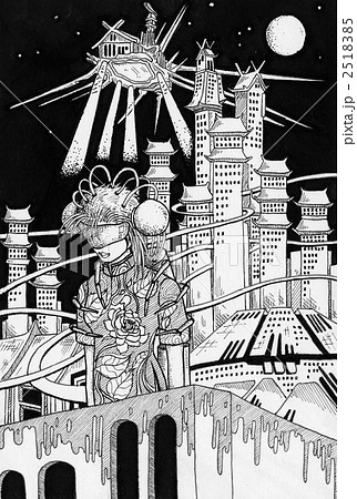 未来人「未来都市」絵画原画 未来人「未来都市」絵画原画 未来都市の夢