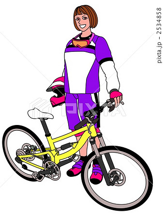 マウンテンバイク 女性のイラスト素材