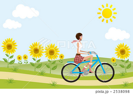 と自転車の女の子のイラスト ...